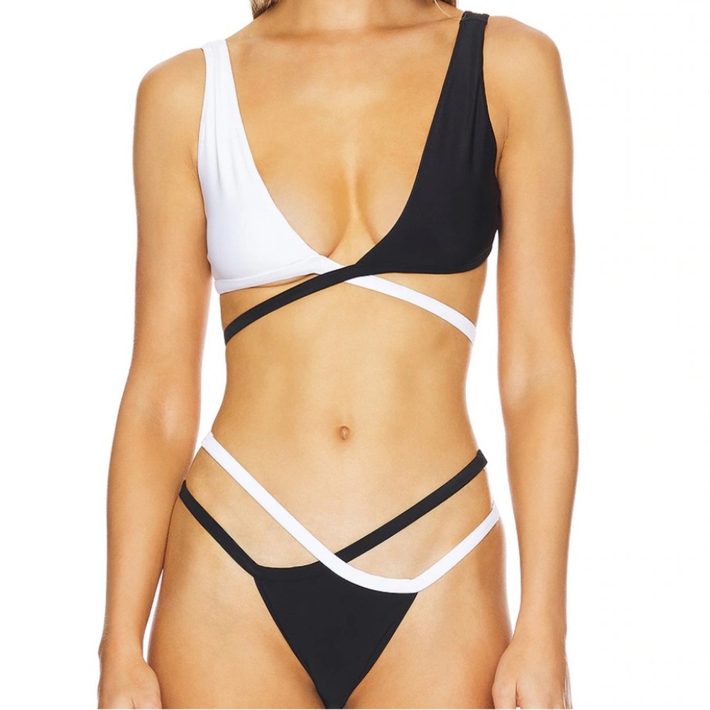 Lovers + Friends Black and White Bikini
